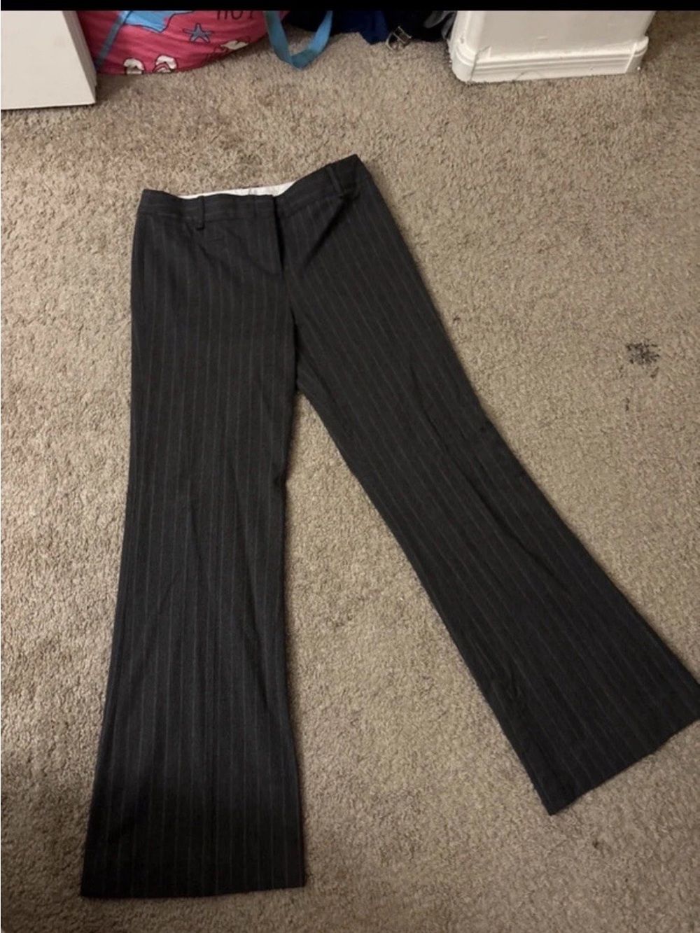 BCBG Max Azria Women’s Black Striped Wide-Leg Dress Pants